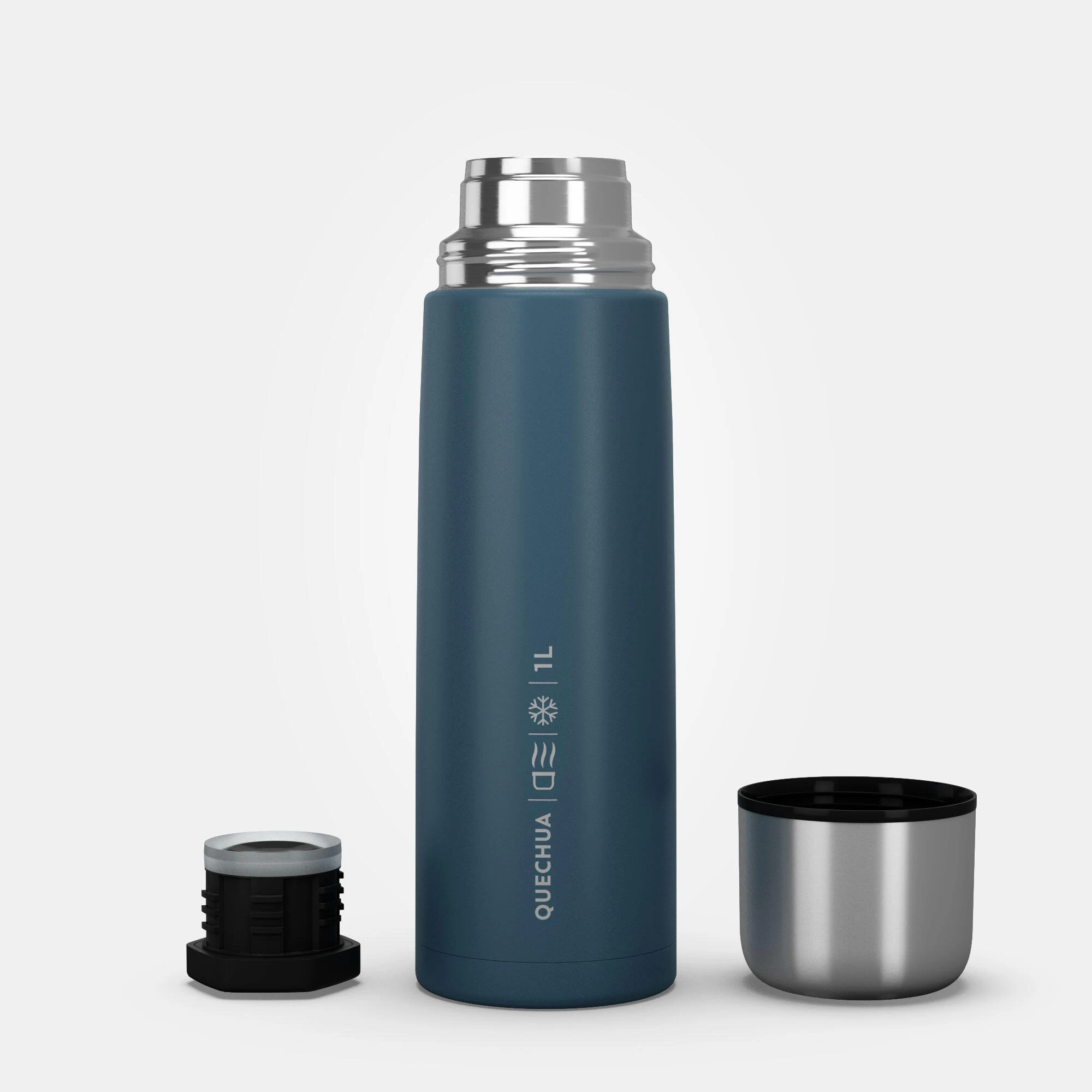 Quechua Stainless Steel Insulated Hiking Bottle 1 L Blue 4 Quechua Stainless Steel Insulated Hiking Bottle 1 L Blue - Image 2