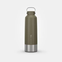 Quechua Stainless Steel Hiking Flask With Screw Cap MH100 1.5 L Khaki -Alphanova Shop k12d6030b941f796c8cc3b77928fe5e06