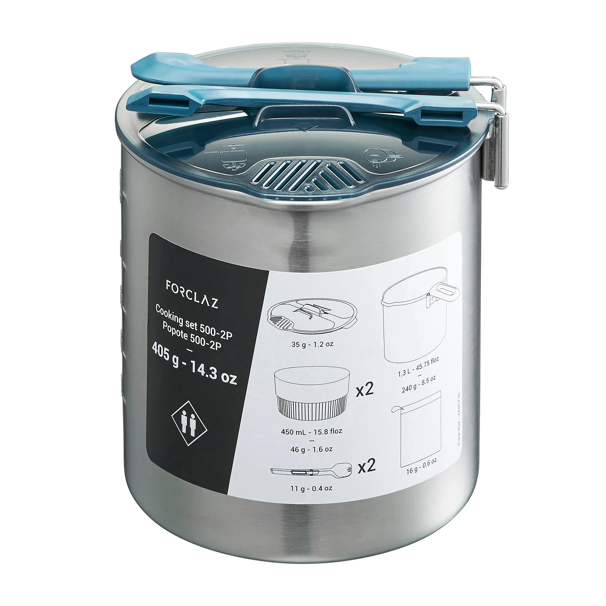 Forclaz Stainless Steel 2 Person Cooking Set 1.6L 17 Forclaz Stainless Steel 2 Person Cooking Set 1.6L - Image 15