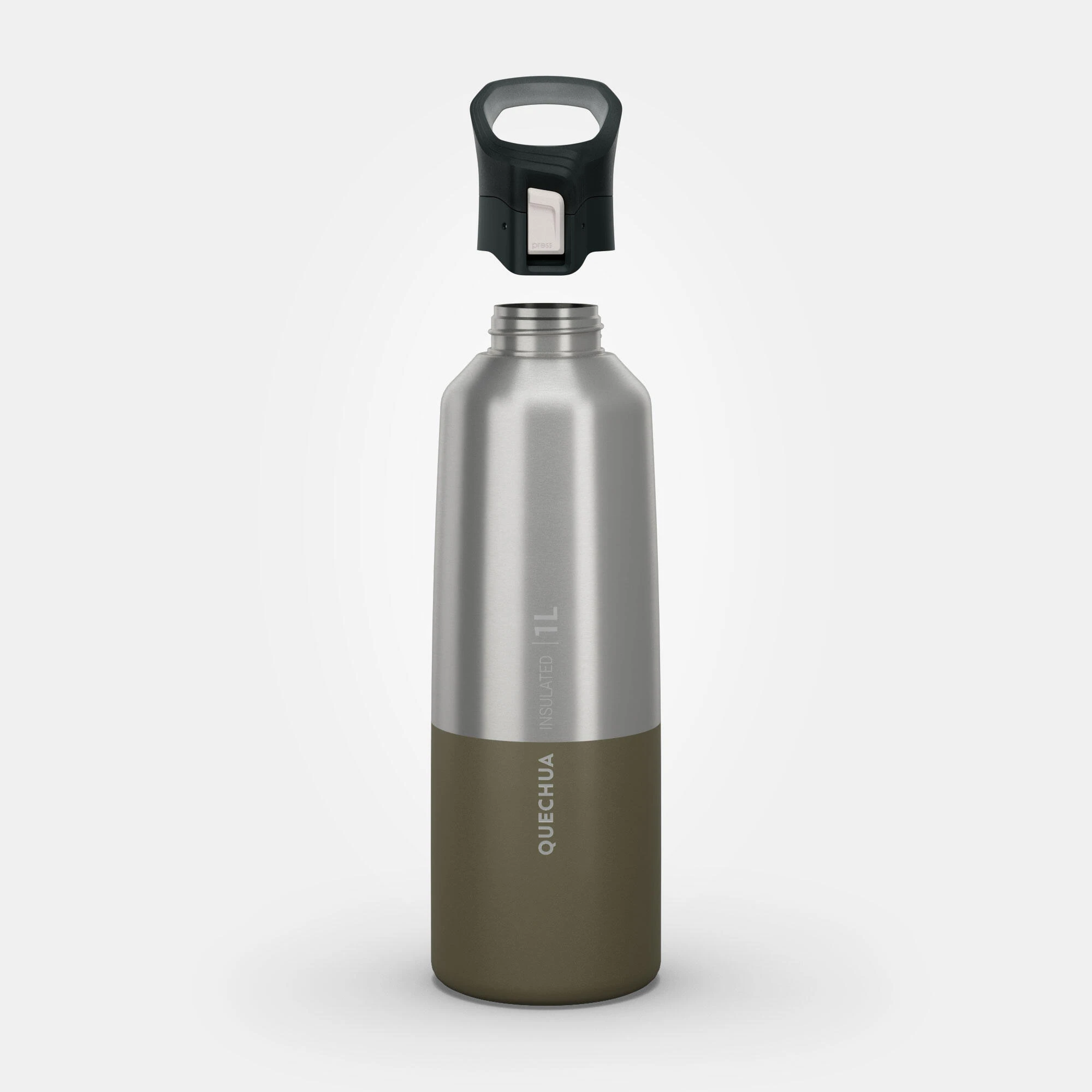 Quechua Isothermal Stainless Steel Hiking Flask MH500 1 L Khaki 4 Quechua Isothermal Stainless Steel Hiking Flask MH500 1 L Khaki - Image 2