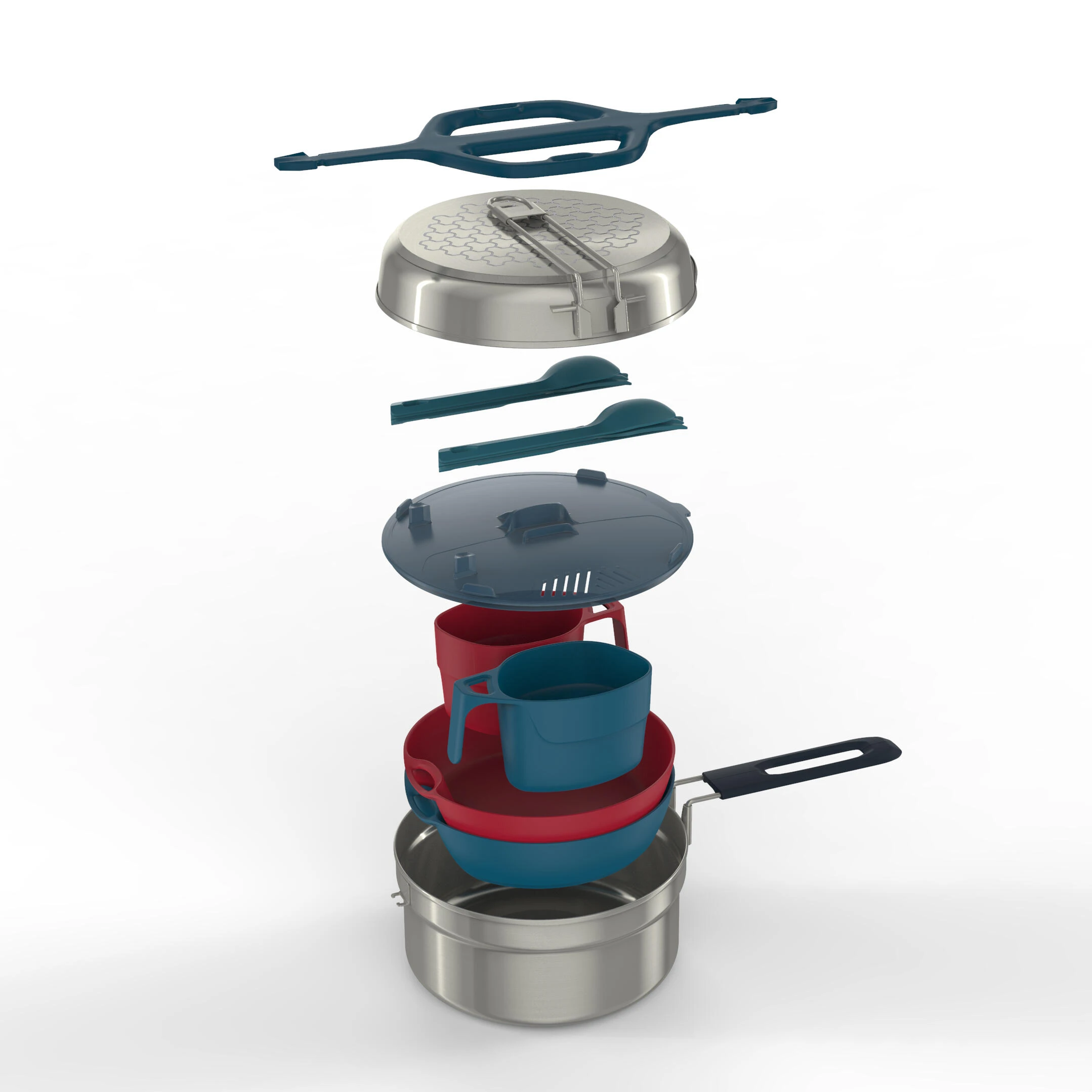 Quechua Stainless Steel Camping Cook Set 2 Quechua Stainless Steel Camping Cook Set